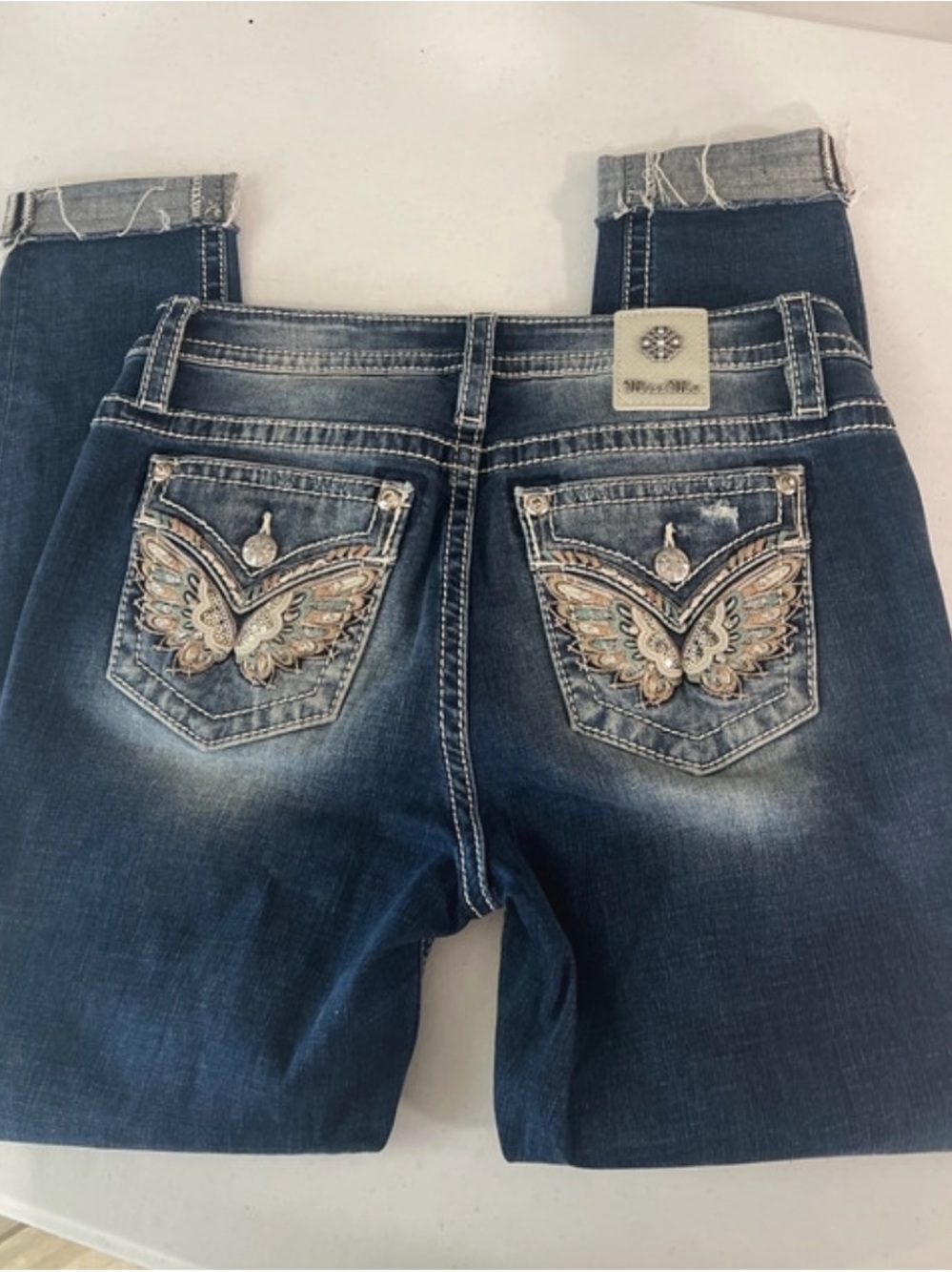 Miss Me Los Angeles size Embellished Dark Blue mid Rise size 30 skinny